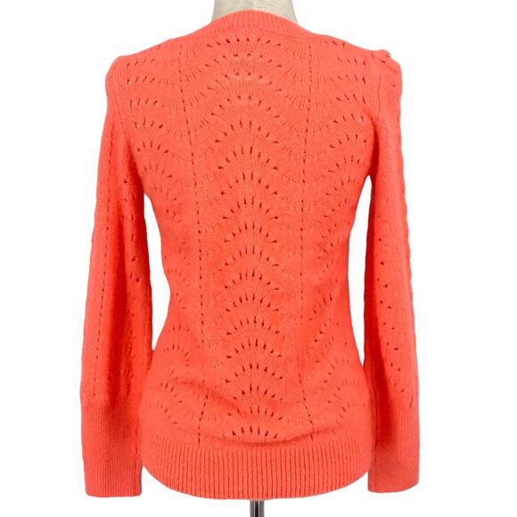 GAP Coral Cut Out Crew Neck Long Sleeve Lightweight Sweater Size XS Wool Blend - Picture 3 of 5